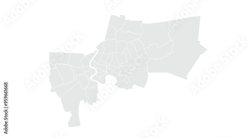 Map of bangkok.for website layouts,background,education, precise,customizable,Travel worldwide,map silhouette backdrop,earth geography, political,reports. Grayscale style ,isolated on white background