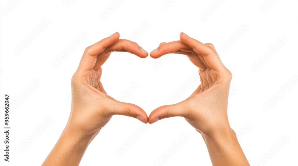 Two Hands Forming a Heart Shape Together on a Pure White Background for Love and Romance Themes Two Hands Forming a Heart Shape Together on a Pure White Background for Love and Romance Themes