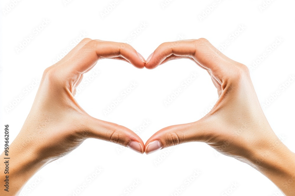 Two Hands Forming a Heart Shape Together on a Pure White Background for Love and Romance Themes Two Hands Forming a Heart Shape Together on a Pure White Background for Love and Romance Themes