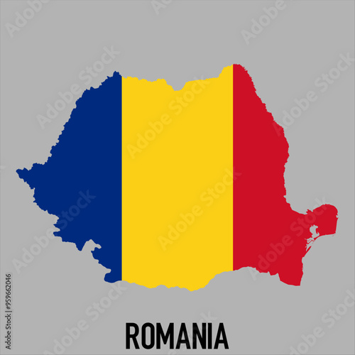 map of Romania with flag, vector illustration