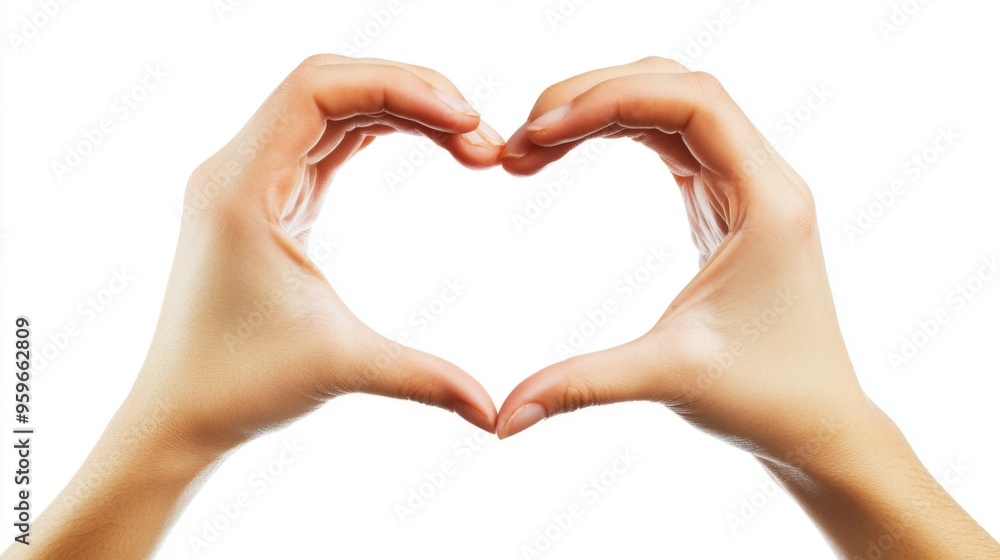 Obraz premium Hands Skillfully Forming a Beautiful Heart Symbol to Represent Love and Deep Compassion
