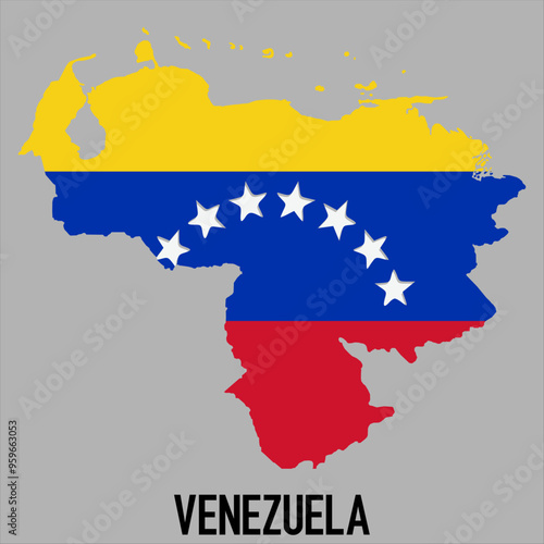 map of Venezuela with flag, vector illustration