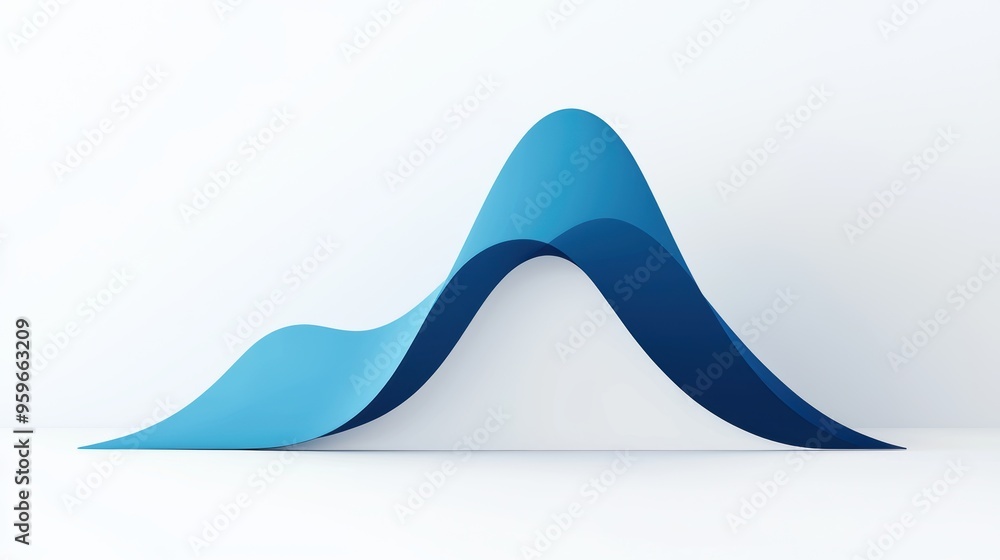 Layered blue normal distribution curves illustration Abstract depiction ...