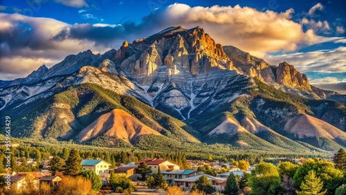 photo image of the majestic peak of mount charleston in the background with a scenic charleston mountain range scenery in the foreground photo