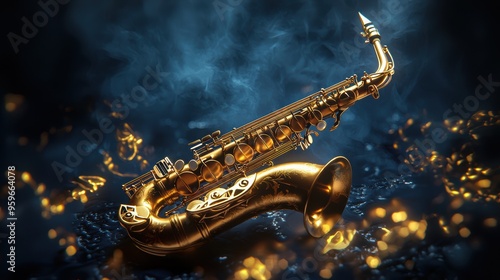 Wallpaper Mural Close up of a Captivating Golden Saxophone Emitting Smoky Atmosphere Torontodigital.ca