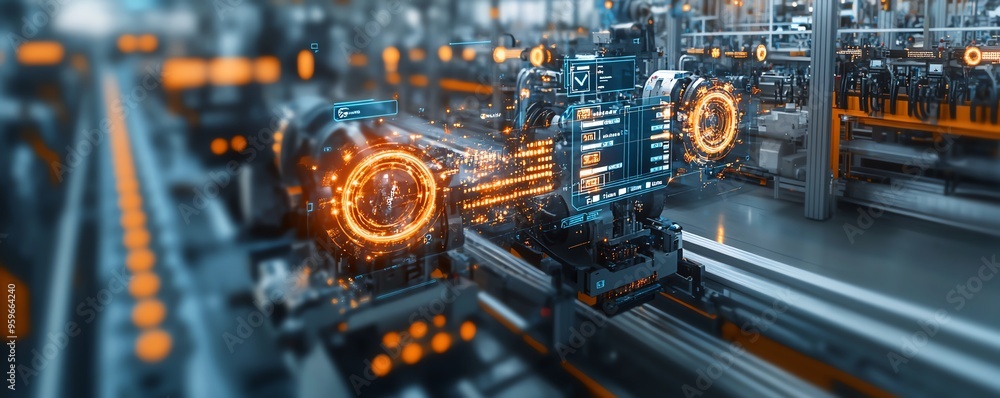 Concept of automation in industrial processes, showcasing workflow optimization with checkboxes and detailed visuals of streamlined business operations Concept of automation in industrial processes, showcasing workflow optimization with checkboxes and detailed visuals of streamlined business operations