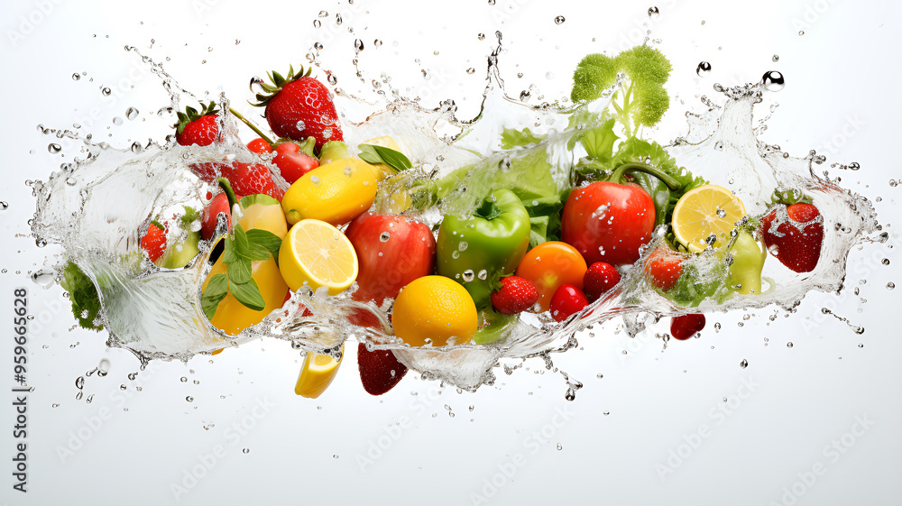 a variety of fruits vegetables and salad, AI Generated a variety of fruits vegetables and salad, AI Generated
