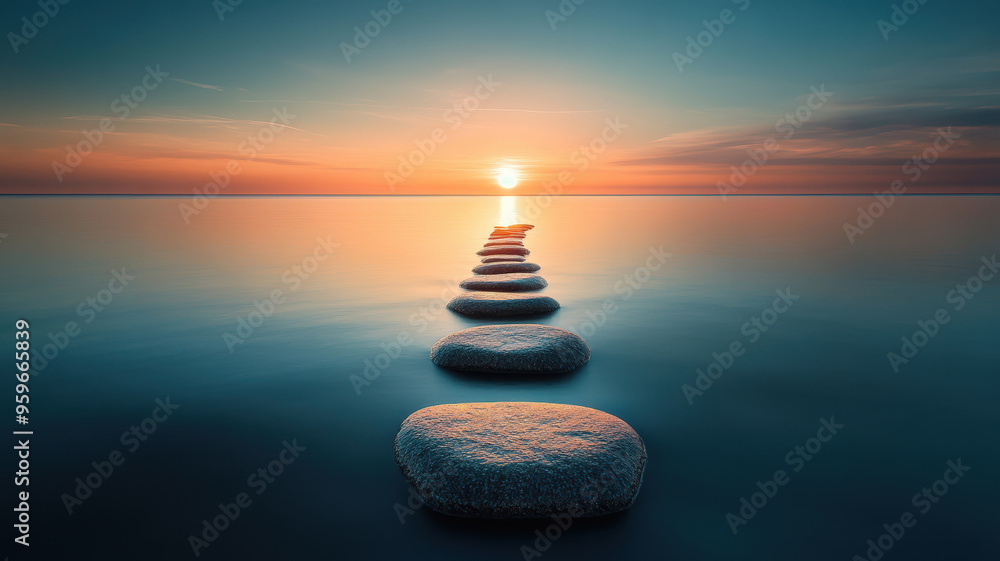 Obraz premium Endless Sea and Stone Path at Dawn