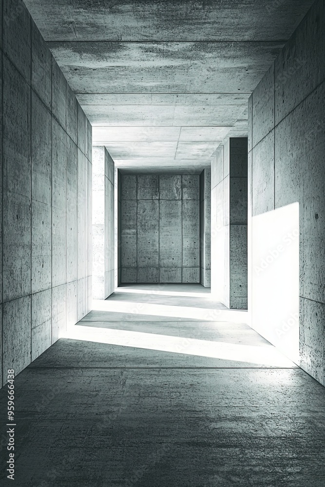 Abstract empty concrete interior with sunlight and shadows Abstract empty concrete interior with sunlight and shadows