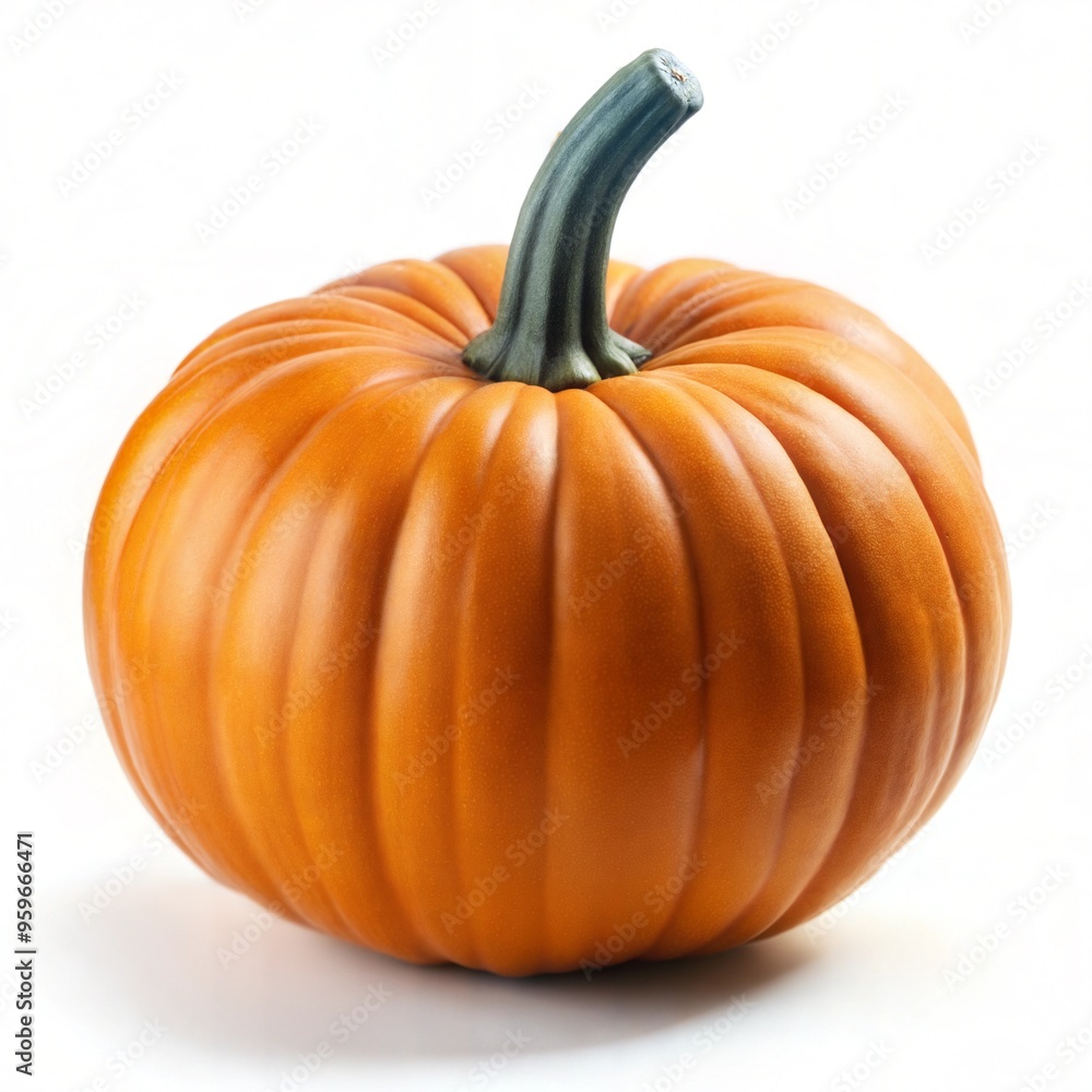 Single orange pumpkin on a white background with copy space Single orange pumpkin on a white background with copy space