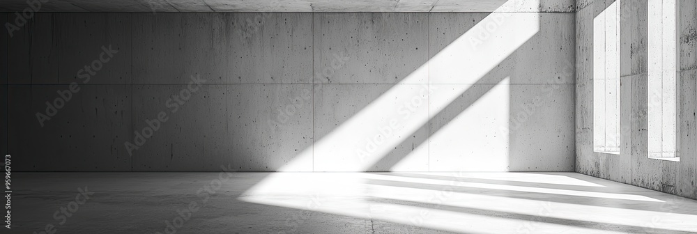 Fototapeta premium Abstract empty concrete interior with sunlight and shadows