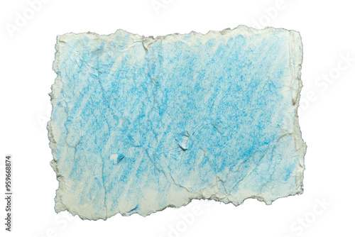 Torn paper with blue color pencil paint