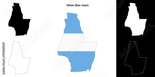 Ullum department (San Juan) outline map set