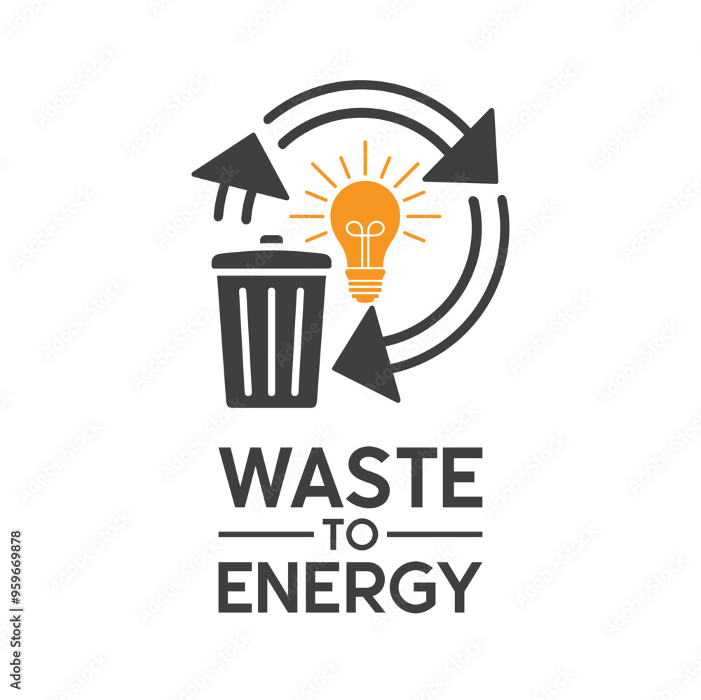 illustration of waste to energy, vector art. illustration of waste to energy, vector art.