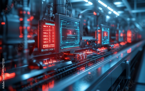 Detailed image of automation concept, featuring industrial business process workflow optimization with checkboxes and advanced operational visuals