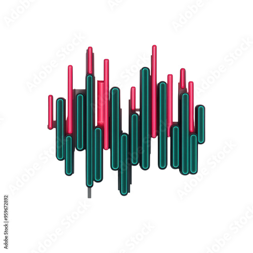 Colorful sound wave graphic in modern design style, ideal for music, technology, or audio-related projects. isolated on a transparent background