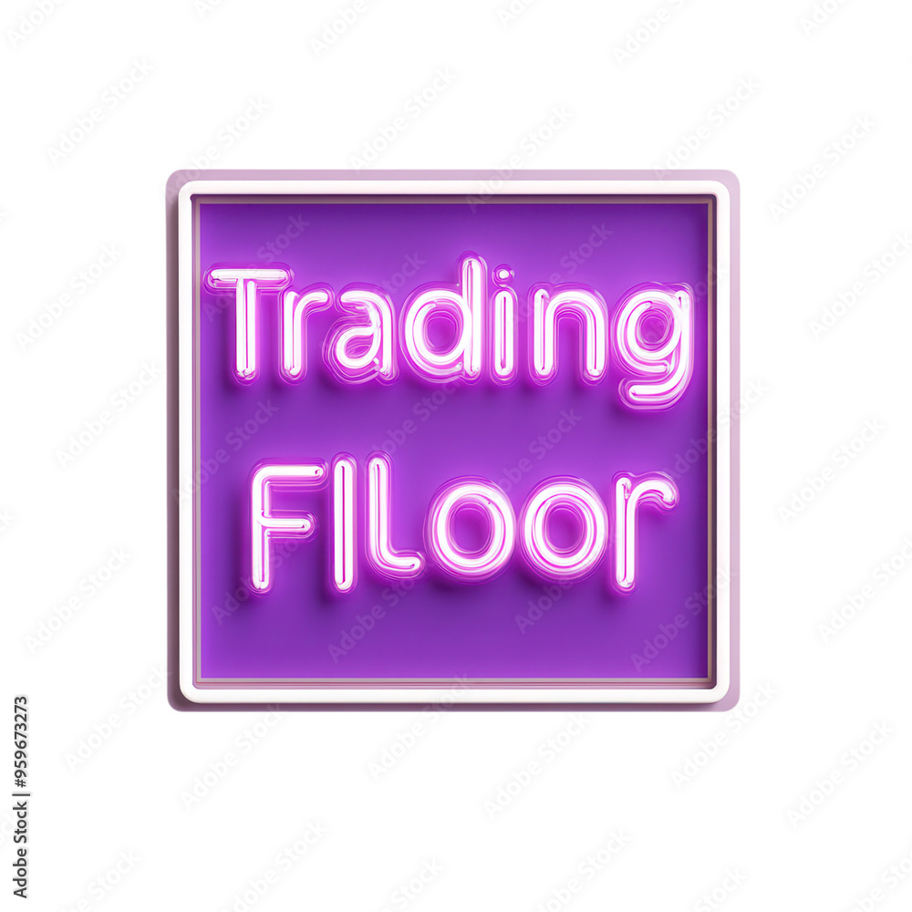 Vibrant neon sign featuring the words 'Trading Floor', perfect for finance and business-related projects. isolated on a transparent background Vibrant neon sign featuring the words 'Trading Floor', perfect for finance and business-related projects. isolated on a transparent background