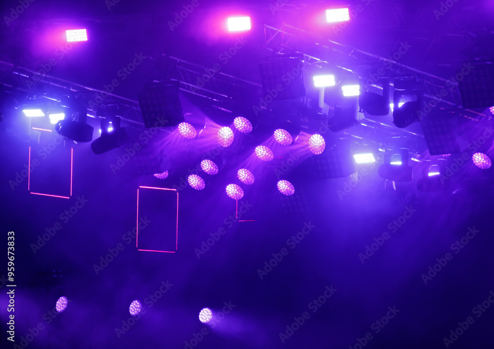 Fototapeta premium Blue light at a concert. Abstract background