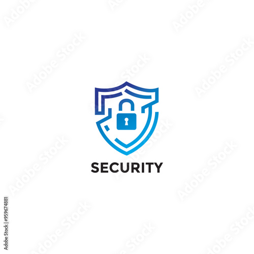 Padlock and Shield Security Logo. Security Vector Logo.