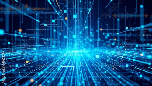 Wallpaper Mural Abstract digital network with blue lines Torontodigital.ca