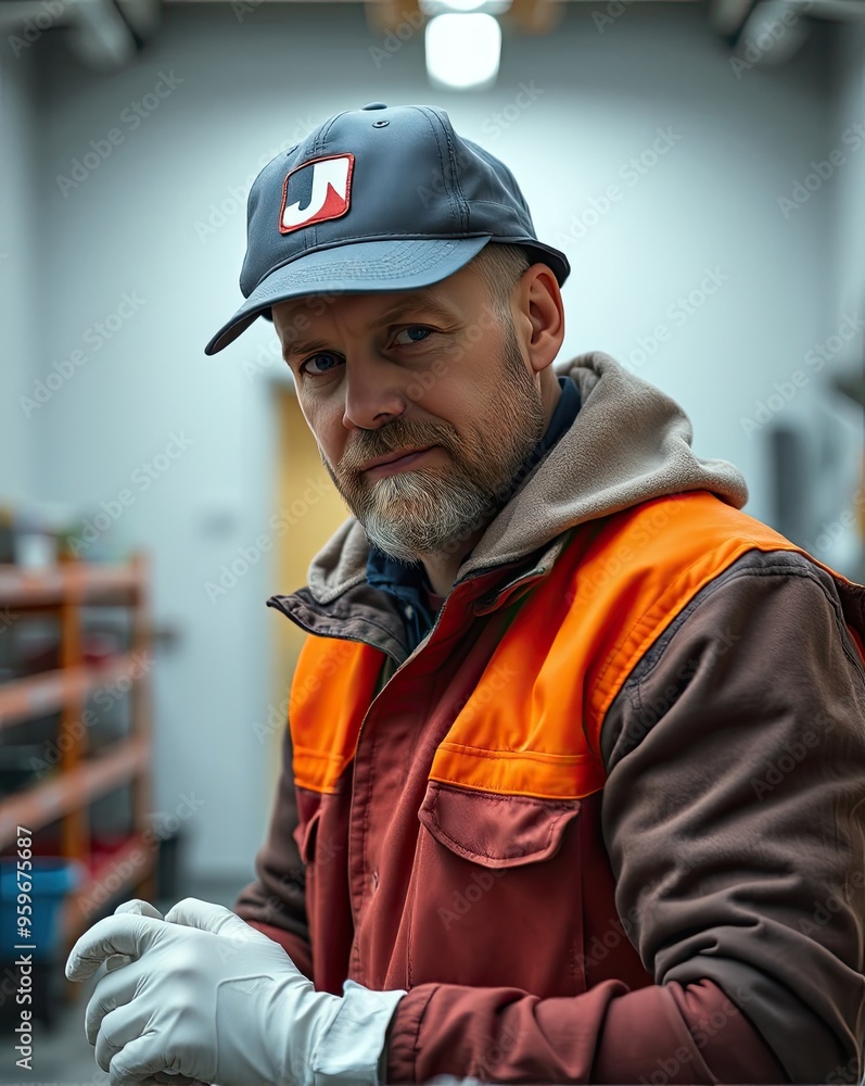 Hard working factory worker with equipment Hard working factory worker with equipment