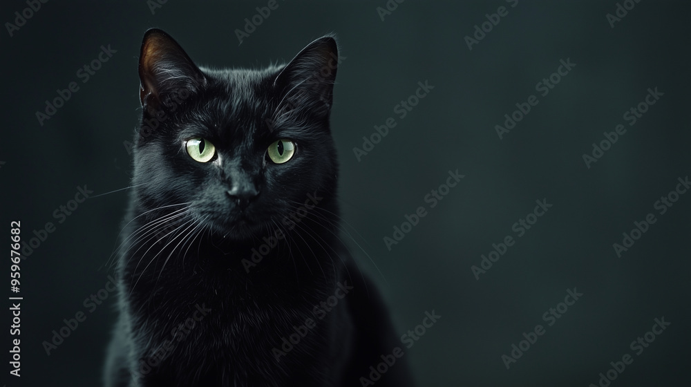 Black Cat with Glowing Eyes in the Shadows Black Cat with Glowing Eyes in the Shadows