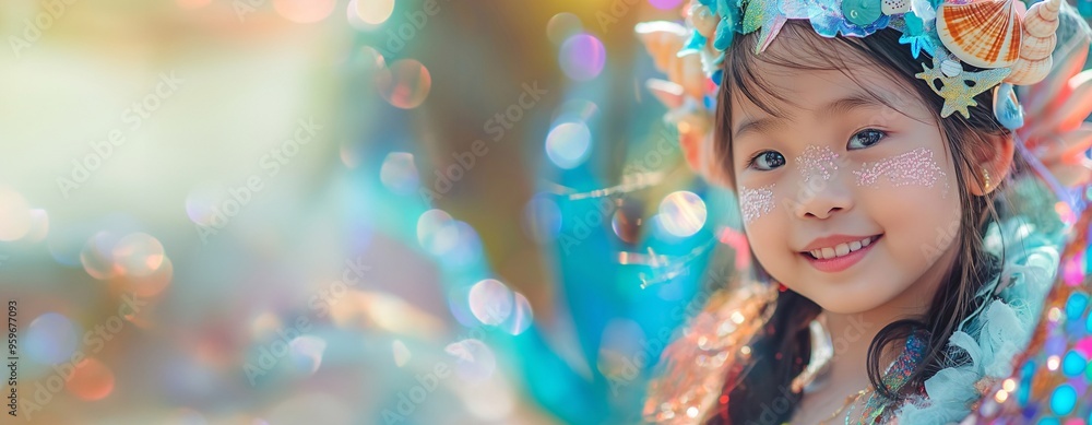 Joyful child in a whimsical costume at a lively carnival celebration. Adding magic and fantasy to the event with vibrant colors and glittering details. Capturing childhood innocence and beauty Joyful child in a whimsical costume at a lively carnival celebration. Adding magic and fantasy to the event with vibrant colors and glittering details. Capturing childhood innocence and beauty