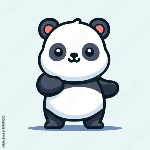 Kawaii panda cartoon vector illustration in flat style