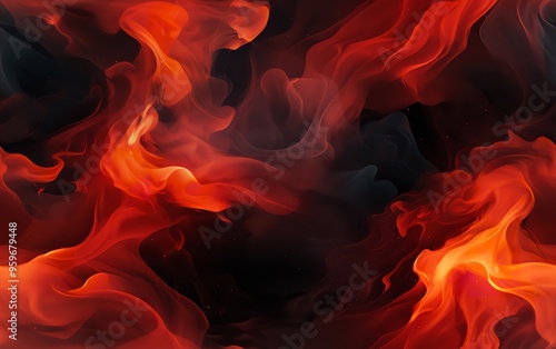 A close-up image of flames burning against a black background. The flames are bright orange and yellow, and they are reflecting on the surface below.blaze fire flame texture background 