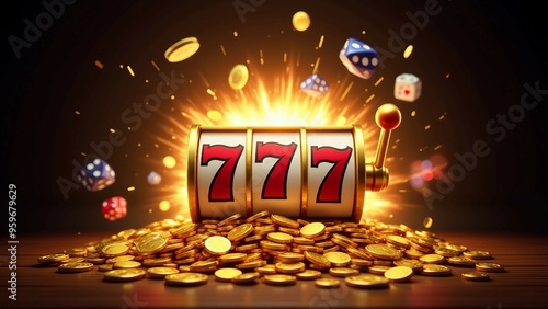 Slot Machine with 777 Winning Combination and Coins