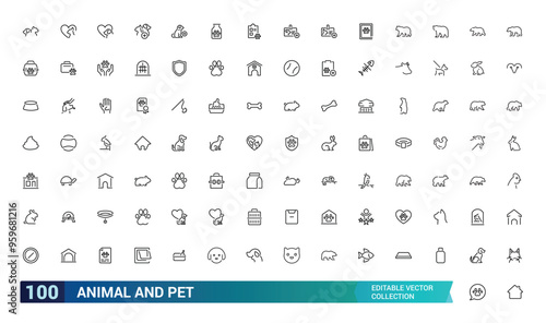 Animal and pet icon, pixel perfect, editable stroke, up scalable square line vector icon set, pets web icons in line style, editable stroke icons.