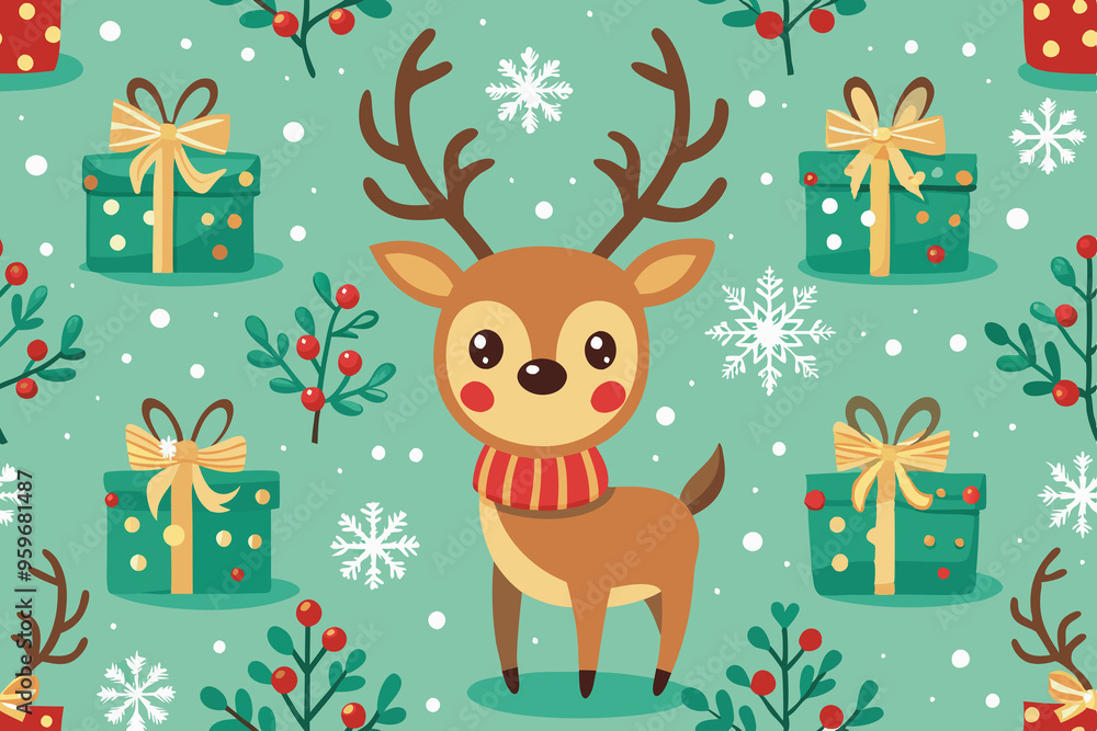 Fototapeta premium christmas background with reindeer
