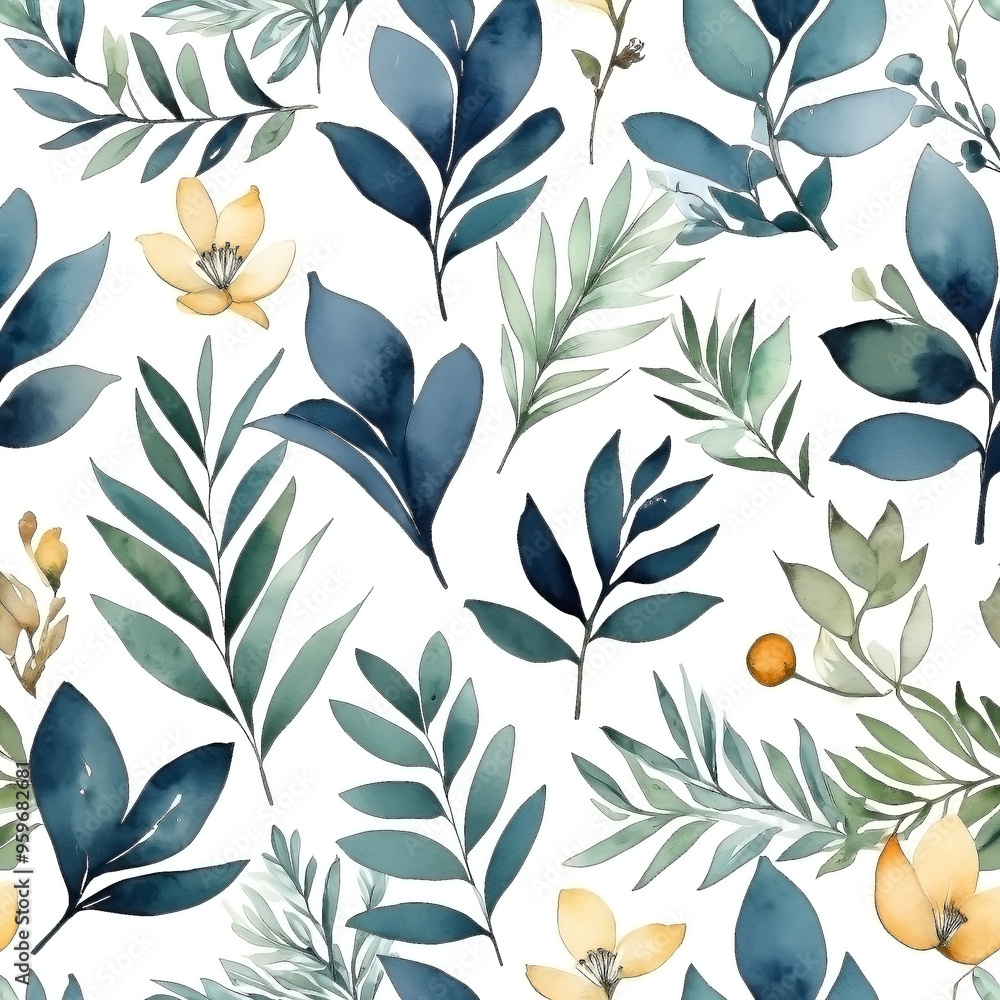 seamless Watercolor Pattern using botanical elements. seamless Watercolor Pattern using botanical elements.