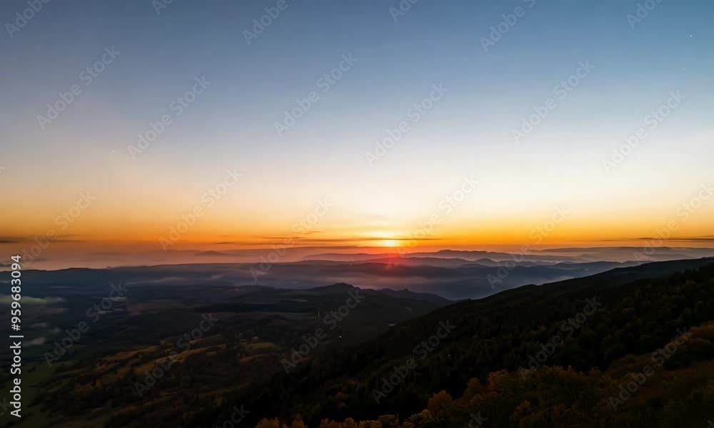 Breathtaking Sunset from the Mountain Peak Breathtaking Sunset from the Mountain Peak