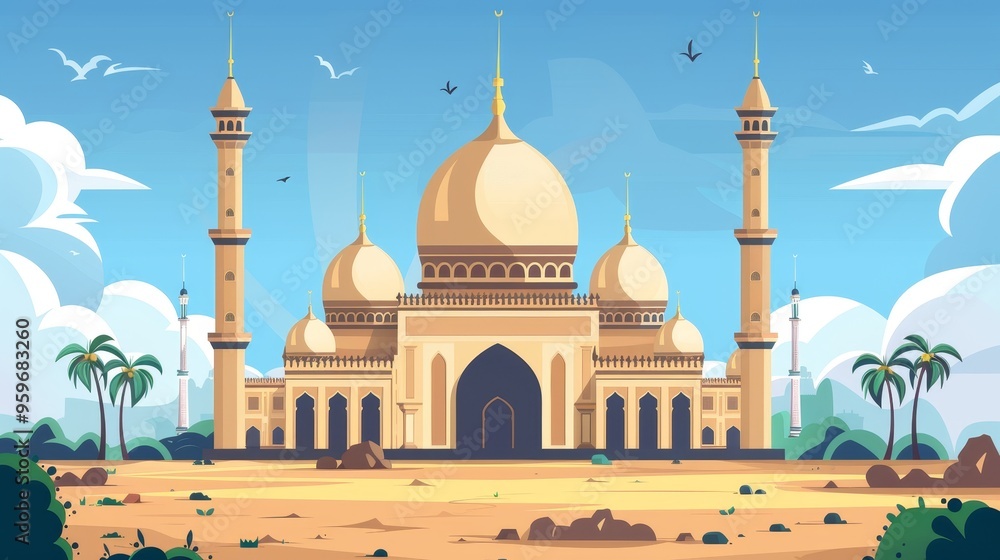 Obraz premium Flat background for islamic eid al-adha celebration