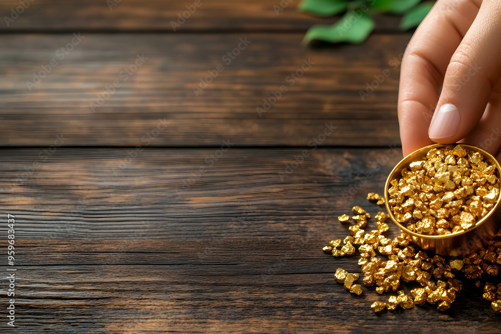 A person is holding a bunch of gold. The gold is shiny and heavy. The discovery and increasing demand for gold. A person is holding a bunch of gold. The gold is shiny and heavy. The discovery and increasing demand for gold.