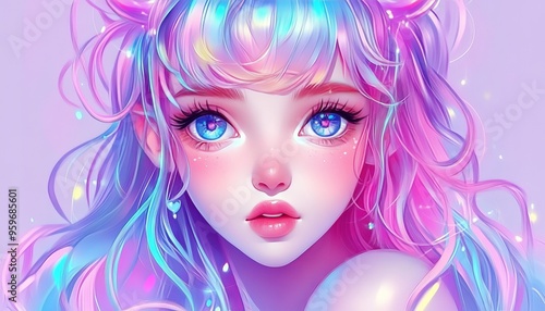 Anime Girl with Pastel Hair.