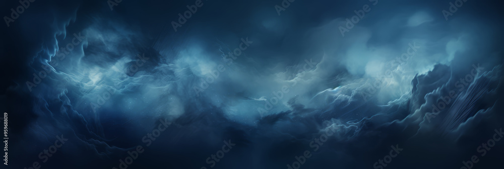 The abstract dark blue background is punctuated by wisps of smoke and smog. The abstract dark blue background is punctuated by wisps of smoke and smog.