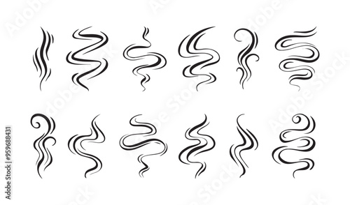 Smoke, aroma lines icon. Doodle Wavy Smoke lines symbol sketch style hand drawn