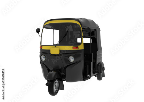 Black Auto Rickshaw or TukTuk transperant background 
