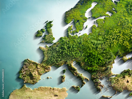 European green deal - Europe map made from vegetation photo