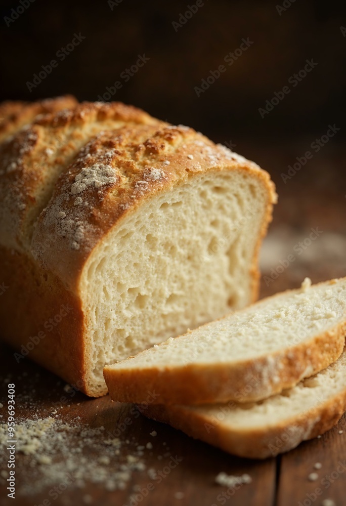 Sliced Loaf of Bread. Freshly baked white bread on a wooden table. Baking, homemade, and food photography. Sliced Loaf of Bread. Freshly baked white bread on a wooden table. Baking, homemade, and food photography.