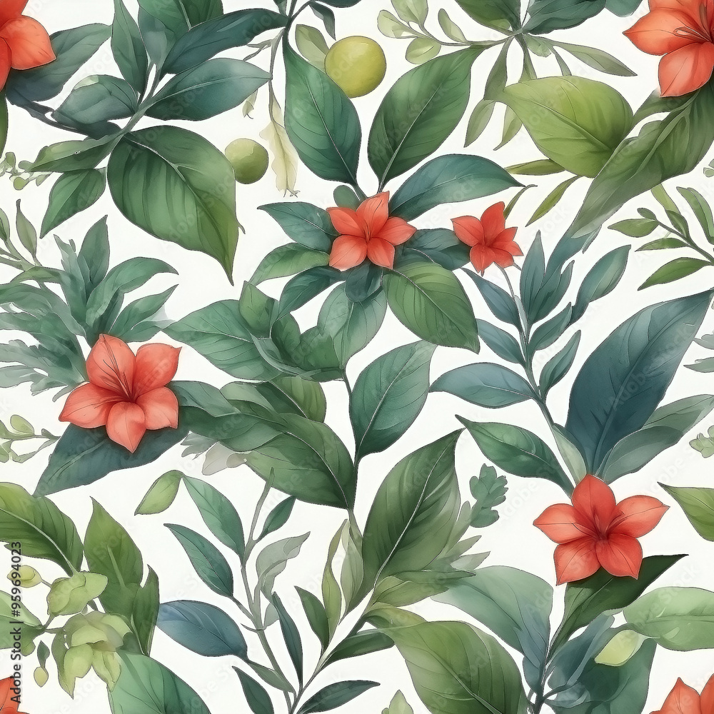 seamless Watercolor Pattern using botanical elements. seamless Watercolor Pattern using botanical elements.