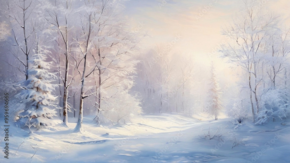 A serene winter forest with snow-covered trees and a peaceful atmosphere. A serene winter forest with snow-covered trees and a peaceful atmosphere.