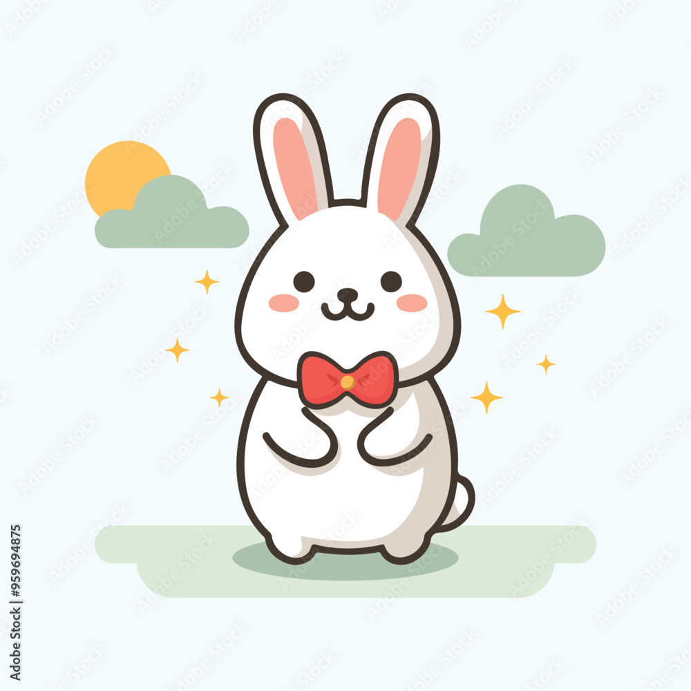 Kawaii bunny cartoon vector illustration in flat style Kawaii bunny cartoon vector illustration in flat style
