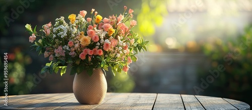 A bouquet of flowers in a v...