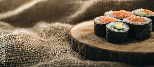 Close up of sushi presented...