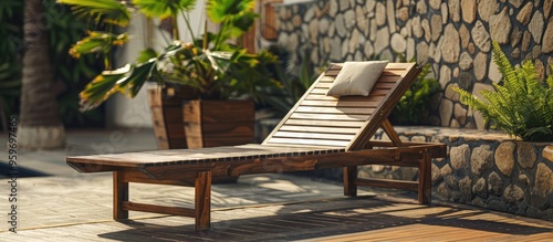 Empty deck chair or chaise ...