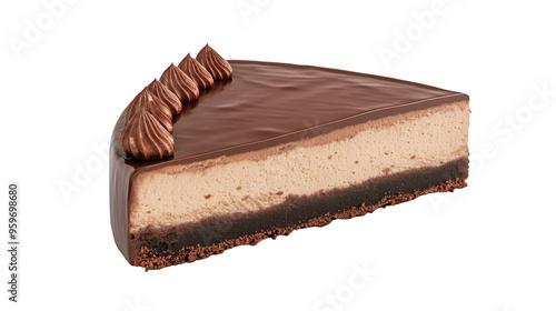 Delicious Chocolate Cheesecake Slice with Chocolate Topping