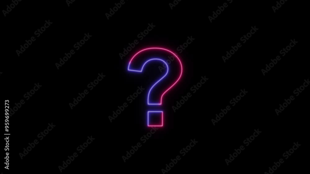 Neon, glowing question icon animation. video animation black thought cloud. Neon, glowing question icon animation. video animation black thought cloud.